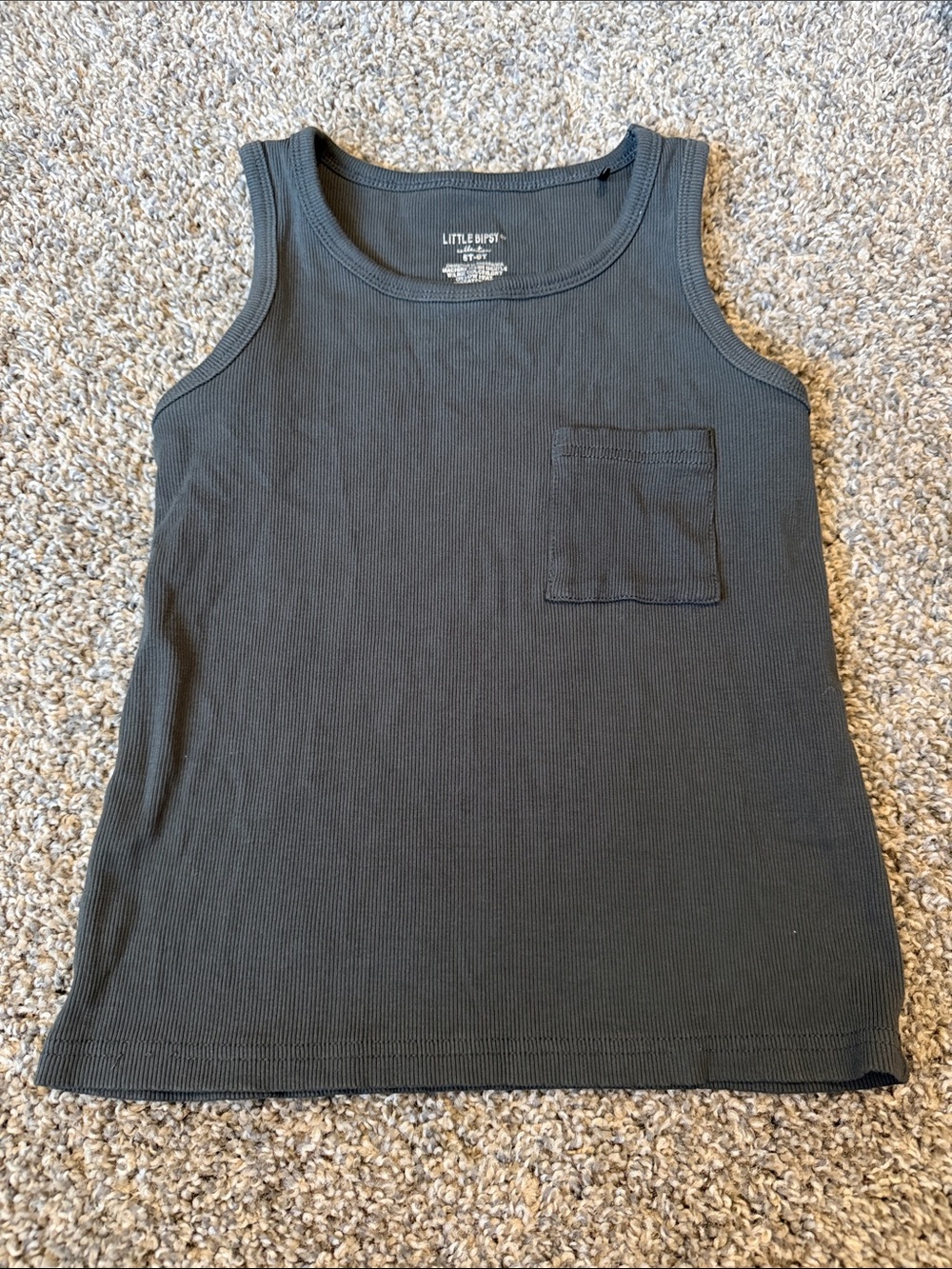 Little Bipsy Black Ribbed Tank Top with Chest Pocket